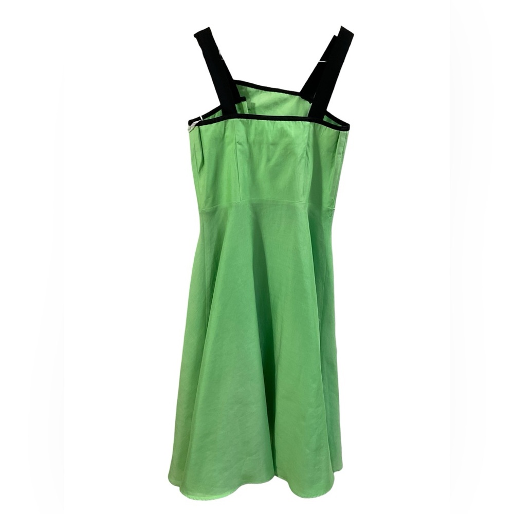 Vintage 90s Sia Bellini Green Ramie Button Front Dress | Mod Retro A-Line 9/10 - Picture 5 of 16